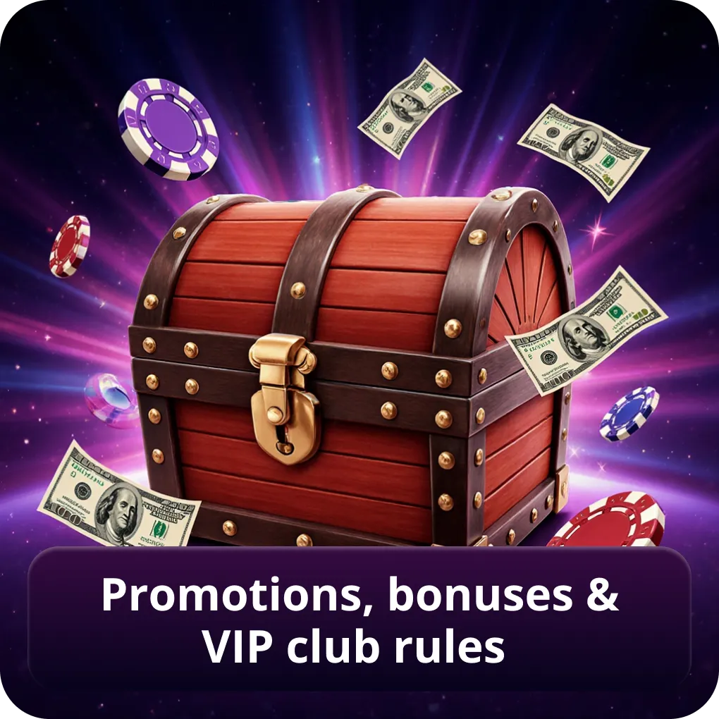 Promotions, bonuses & VIP club rules