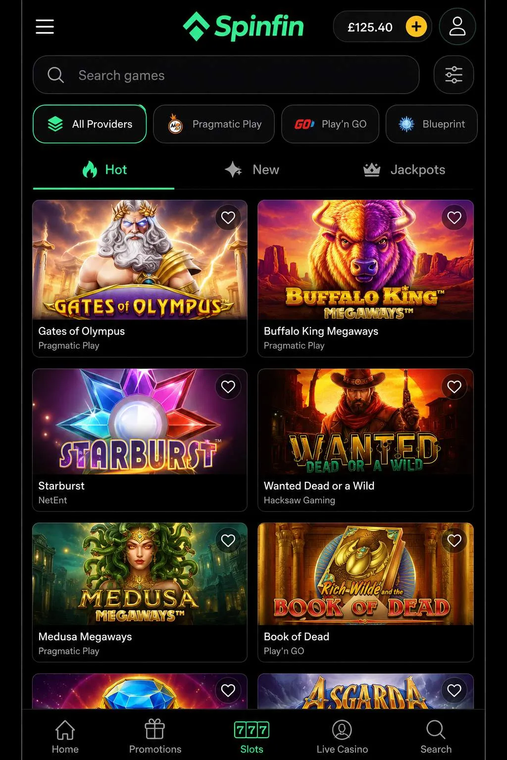 Mobile slots and jackpots on the Spinfin mobile app